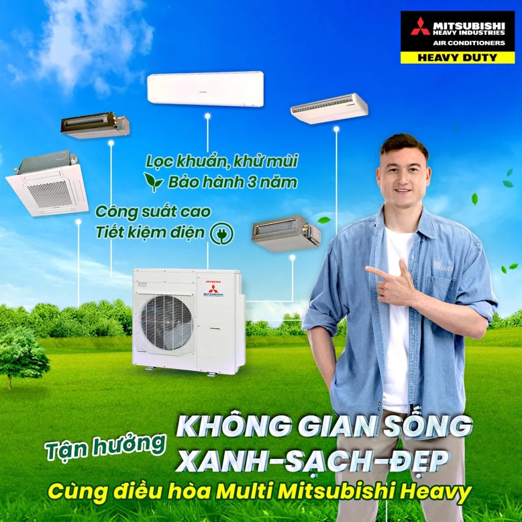 Thi công Điều hòa MULTI MITSUBISHI HEAVY cho chung cư giá rẻ và thẩm mỹ nhất Quận 1-2.webp