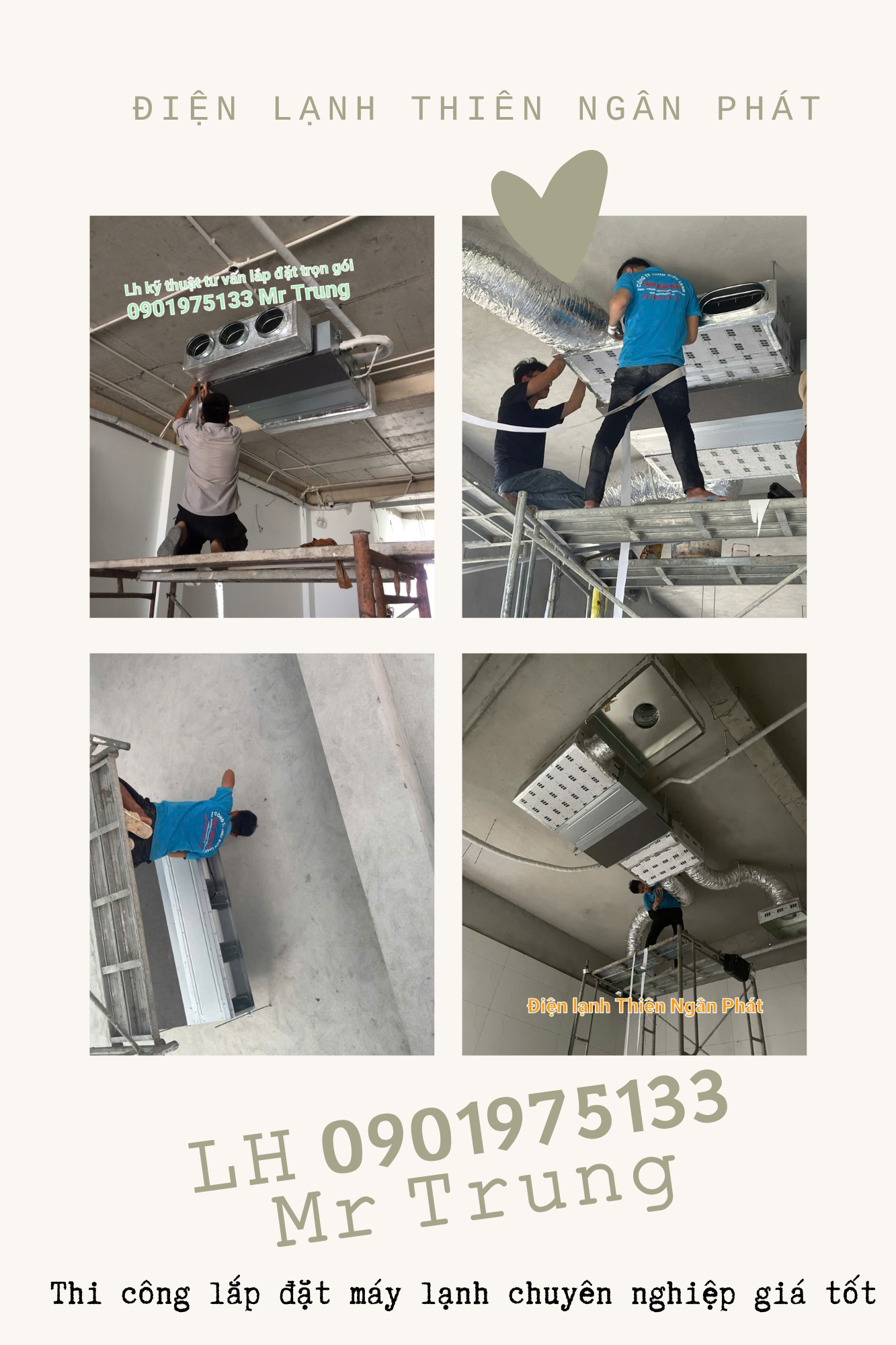 Thực hiện lắp đặt máy lạnh giấu trần nối ống gió chuyên nghiệp giá tốt