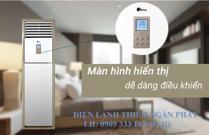 Máy lạnh tủ đứng Midea với kiểu dáng đứng sang trọng, tiết kiệm diện tích.